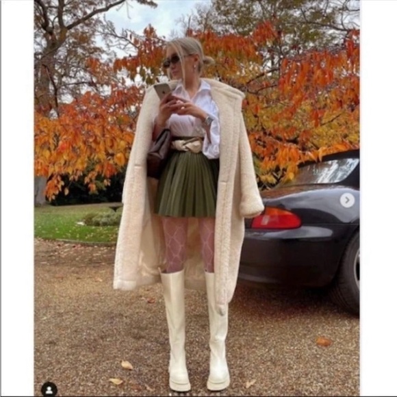 Zara NWT cream nude rubberized knee high round toe low lug sole boots - size 39 - Picture 5 of 9